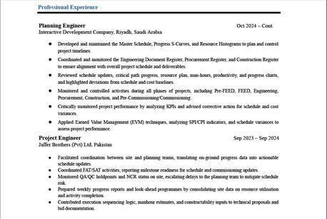 Riyadh, Job Seekers, Job Position For Planning Engineer