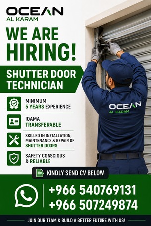 Yanbu, Jobs, SHUTTER DOOR TECHNICIAN