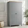 GBP 119,  Linra Grey Painted 2 Door Wardrobe With Shelves, Oak Top, W97.5 X D55.5 X H186cm