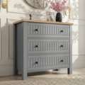 GBP 0109,  Linra Grey Painted 3 Drawer Chest Of Drawers, Oak Veneer Top, W83 X D42 X H80cm