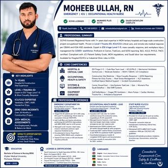 Riyadh, Job Seekers, Nurse Specialist/ Paramedic/EMS
