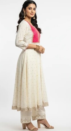 New Delhi, Clothing & Accessories, INR 1699,  Mirror Work Off-White Kurta Set &ndash; Shop Festive Looks At Rs. 1,699