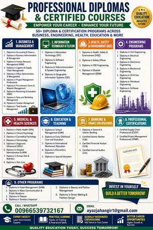 Riyadh, Job Seekers, Professional Diplomas & Certified Across Multiple Fields.