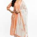 INR 1699,  Summer Special: Peach Floral Kurta Set With Dupatta &ndash; Shop At Rs. 1,699