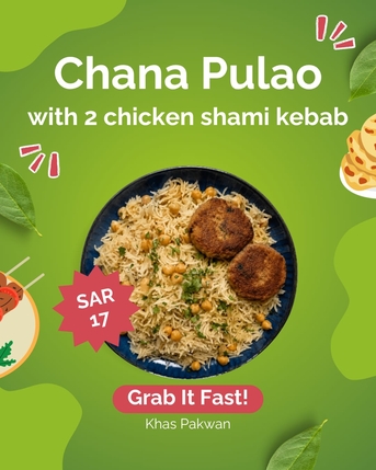 Khobar, Food, SAR 17,  Homemade Food - Chana Pulao With 2 Chicken Shami Kebab- Available