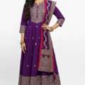 INR 2499,  Wedding Season Must-Have: Purple Anarkali With Maroon Dupatta Rs. 2,499