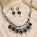 INR .01000.00,  Belle Edge Oxidised Pearl Necklace Set
