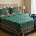 INR 1499,  Green Cotton Bedsheet With Pillow Covers Pure Cotton, Handloom Woven, Natural Dyes