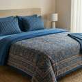INR 1499,  Blue Cotton Bedsheets &mdash; 245 GSM Pure Cotton, Handloom Woven, Natural Azo-Free Dyes