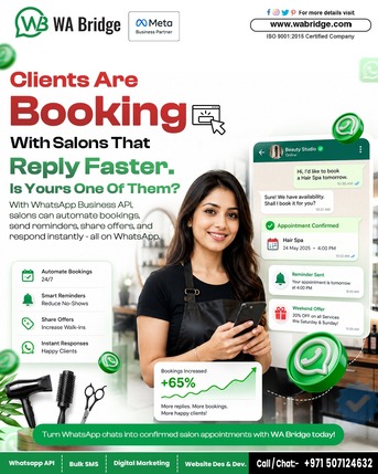 Dubai, Marketing, Get More Salon Bookings With WhatsApp Business API - WABridge