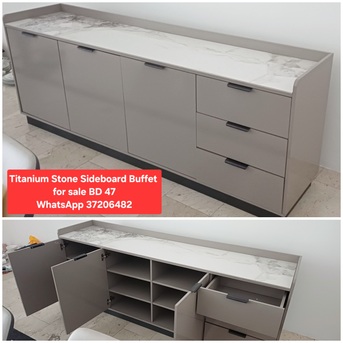 Manama, Furniture, BHD 47,  ✅️ Heavy  Titanium Stone Sideboard Buffet Cabinet For Sale In Good Condition With Delivery