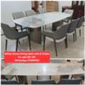 BHD 105,  ✅️ White Titanium Stone Dining Table With 8 Chairs 4 Sale In Good Condition With Delivery