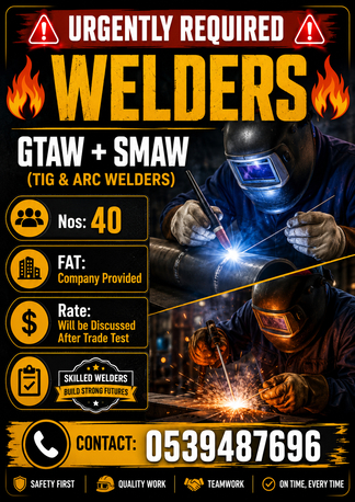 Jubail, Jobs, Urgently Required TIG AND ARC WELDER