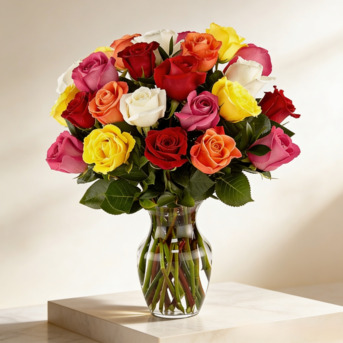 Chennai, Household Items, INR 1200,  Vibrant Blooms: 20 Mixed Roses In A Beautiful Bunch - Florist Chennai