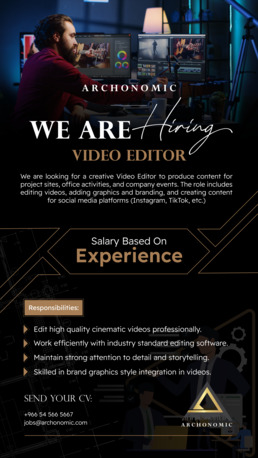 Riyadh, Jobs, Urgently Required Video Editor For Archonomic