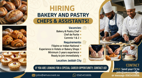 Jeddah, Jobs, Bakery & Pastry Chef