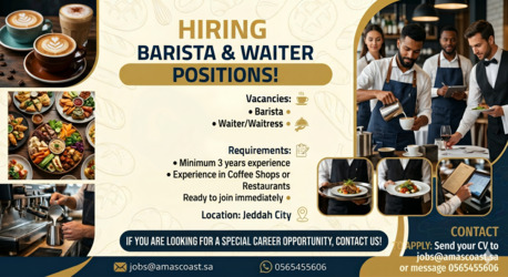 Jeddah, Jobs, Barista And Waiter
