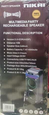 Riyadh, Appliances, SAR 479,  >>NIKAI PARTY SPEAKER KARAOKE (sealed Box Brand New) HIGH BASS PMPO 30,000Watts MULTIMEDIA