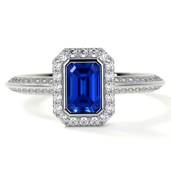 New York, Jewelry, USD 3879,  Premium 1.22cttw Blue Sapphire Vintage Engagement Ring At GemsNY