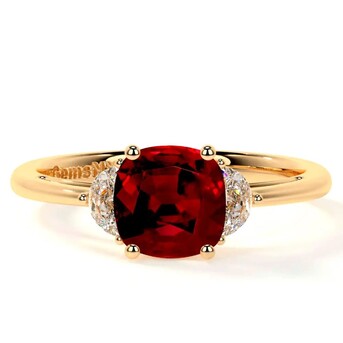 New York, Jewelry, USD 2038,  Shop Elegant Lab Ruby Ring Three Stone Prong Set Style