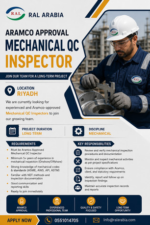 Jubail, Jobs, Hiring Mechanical QC Inspector