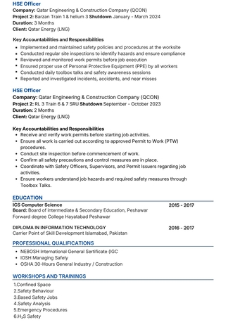 Islamabad, Job Seekers, HSE Officer