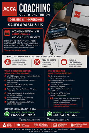 Dammam, Lessons Offered, Your ACCA Pass Starts Here @Dammam