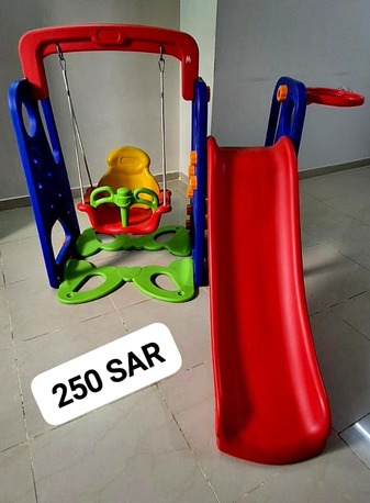Riyadh, Toys & Games, SAR 250,  [Preloved] 3-in-1 Toddler Playroom &ndash; Slide, Swing & Basketball Hoop