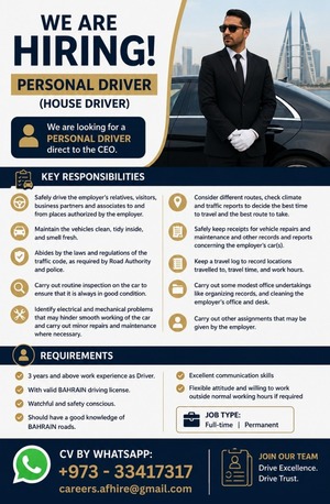 Manama, Jobs, Looking For A Professional Driver