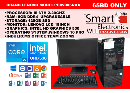 Riffa, Computers, BHD 65,  Lenovo I5 Desktop With Monitor + Accessories &ndash; 65BD Deal