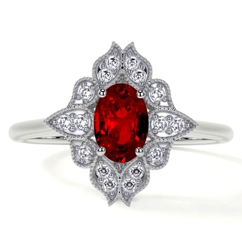 New York, Jewelry, USD 5476,  Vintage Oval Ruby Rings For Women With Pave Set Diamonds