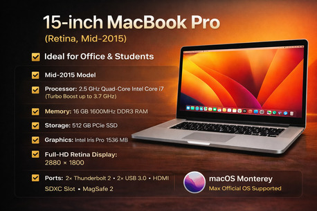 Khobar, Tablet Computers, SAR 1300,  MacBook Pro 15&rdquo; Retina &ndash; I7 | 16GB RAM | 512GB SSD