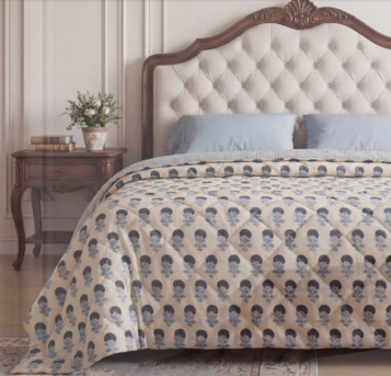 Sydney, Household Items, AUD 120,  Blue Marigold Quilted Bedspread | 220x270cm Cotton Quilt