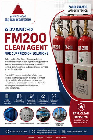 Dammam, Technical, Fire Suppression System, FM200, Clean Agent, Supply, Installation & Maintenance Services