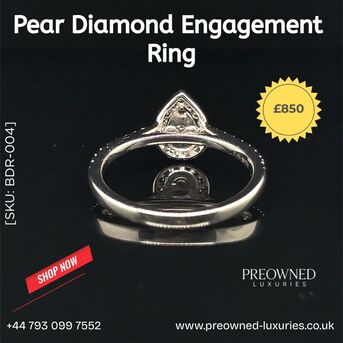 London, Jewelry, GBP 850,  Buy Elegant Pear Diamond Ring Pre-Owned Best Value UK