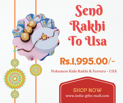 New Delhi, Jewelry, INR .1995.00,  Pokemon Kids Rakhi & Ferrero Rocher Combo USA Delivery