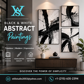 New York, Photo & Video, Elegant Black And White Abstract Paintings For Modern Spaces