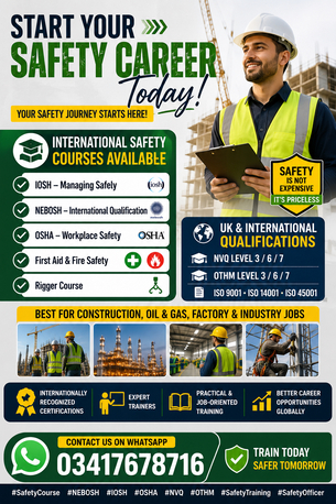 Peshawar, Lessons Offered, We Are Offering Safety Courses