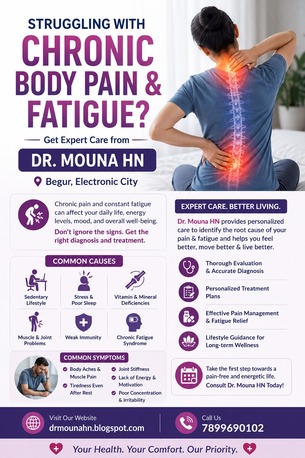 Bangalore, Health, Struggling With Chronic Body Pain & Fatigue? Get Expert Care From Dr.Mouna HN