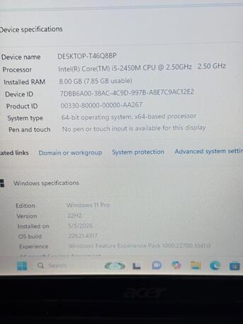 Sanad, Computers, BHD 45,  ACER Corei5 Laptop 8GB RAM 128GB SSD 1 GB Dedicated Graphics15.6Inches 3 Months Warranty