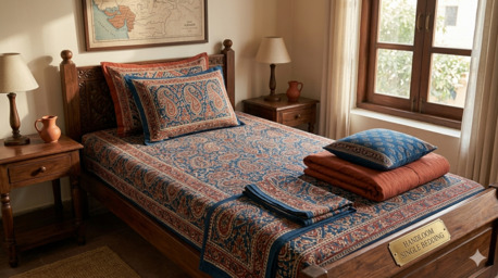Mumbai, Household Items, INR 1499,  Bedsheet Single Bed With Pillow Cover &mdash; 245 GSM Pure Cotton, Handloom Woven, Natural Dyes