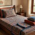 INR 1499,  Bedsheet Single Bed With Pillow Cover &mdash; 245 GSM Pure Cotton, Handloom Woven, Natural Dyes