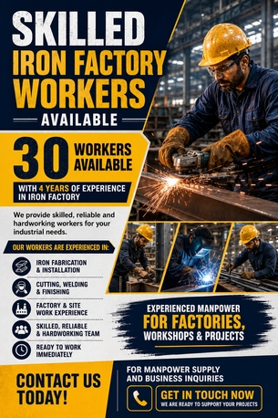 Riyadh, Manpower, SKILLED IRON FACTORY WORKERS AVAILABLE