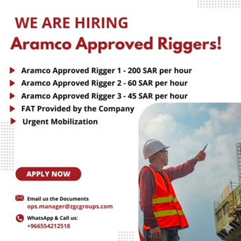 Khobar, Jobs, Urgent Requirement Aramco Approved Rigger