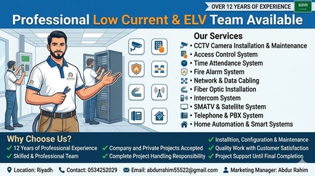 Riyadh, Job Seekers, CCTV & ELV Solutions Across Saudi Arabia