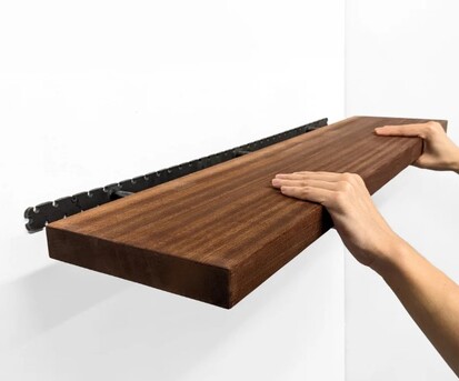 New York, Furniture, Long Floating Shelves In Mahogany For Modern Walls