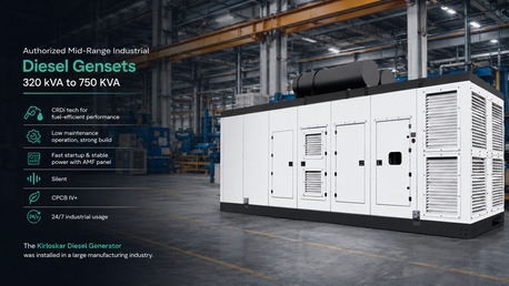 New Delhi, Industrial Machinery, Authorized Mid-Range Industrial Kirloskar Diesel Gensets 320 KVA To 750 KVA