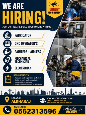 Al Kharj, Jobs, URGENT HIRING &ndash; INDUSTRIAL WORKERS