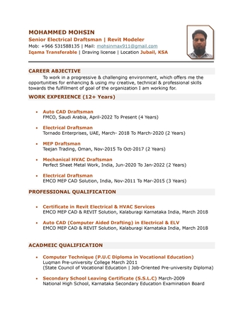 Jubail, Job Seekers, Senior Electrical Draftsman &middot; Revit Modeler &middot; ELV CAD Specialist &middot; AutoCAD Operator