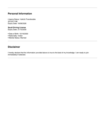 Khobar, Job Seekers, Hello Sir & Madem My Name Is Vipin Krishnan Iam From India, Kerala. Iam Looking For A Job